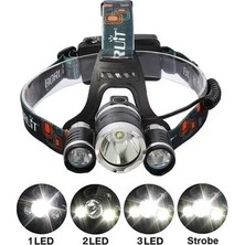 Epilons T6 Kafa Feneri 5000 Lumens 3xcree Xm-T6+2r5 Lamba LED Kamp Lambası