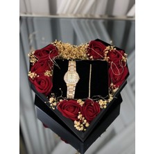 UltraMint Ledli Kalp Kutuda Gül Süslemeli Sevgililer Günü Hediye Seti