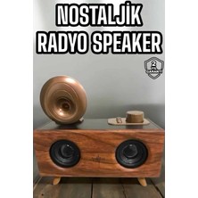 Epilons Bluetooth Hoparlör Ahşap Klasik Retro Gramofon Bluetooth Müzik Kutusu