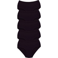 MiraLive 5 Adet Tutku Kadın Yüksek Bel Bato Kalın Lastik Külot Siyah