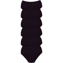 MiraLive 6 Adet Tutku Kadın Yüksek Bel Bato Kalın Lastik Külot Siyah