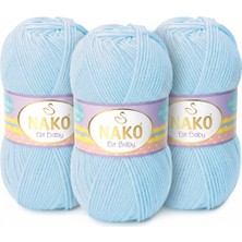 Nako Elit Baby RENK:04687 (Bebek Mavisi) Anti-Pilling El Örgü Ipi/yünü 3 Adet