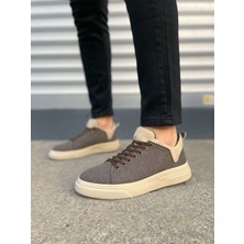 Zapatos JY204 Flex Bağcıklı Keten Kumaş Erkek Günlük Sneaker Ayakkabı Kkt - Kahverengi/krem