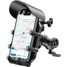 Epilons Ayna Bağlantılı Güneş ve Yağmur Korumalı 360° Derece Ayarlanabilir Motosiklet Telefon Tutucu