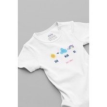 Overoz Dad Mom Me Anne Baba Baskılı Kısa Kollu Beyaz Bebek Body Zıbın 5542