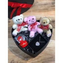 UltraMint Sevgililer Günü Hediye Seti: 3'lü Ayıcık, Kırmızı Küre ve Kolye