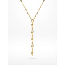 TRY Altın Renk Dudak Zincir Yıldız Ye Model Yeni Sezon Çelik Kolye - 3823