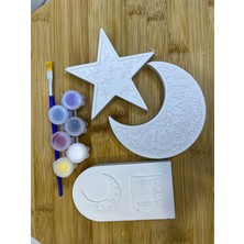 El Yapımı 🕌🌙 Ay Yıldız Cami Taş Boyama Seti – 3 Lü | Çocuklar Için Eğitici ve Manevi Aktivite