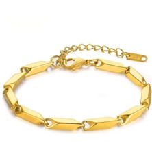 TRY Altın Renk Melon Çelik Hip Hop Kavun Tohum Unisex Elmas Bambu Zincir Çelik Bileklik - 3305