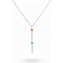 TRY Gümüş Renk Ezme Zincir Inci Ataç Ye Model Çelik Kolye - 3842