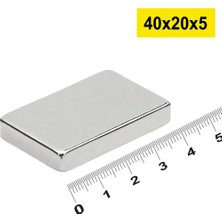 Epilons 50 Adet 40X20X5MM Neodyum Magnet Güçlü N35 Mıknatıs Köşeli Nikel Kaplama
