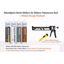 First Master Silikon Tabancası + Seçmeli Renk Silikon (Siyah/beyaz/gri/kahverengi) + Maket Bıçağı Hediyeli Set