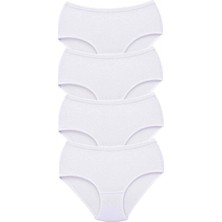 MiraLive 4 Adet Tutku Kadın Yüksek Bel Bato Kalın Lastik Külot Beyaz