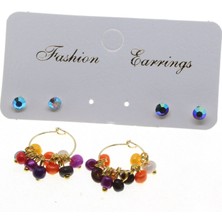 TRY Altın Renk Yuvarlak Düz Kombin Asorti Boncuk Küpe - 2858