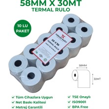RULORULO 58X30 Termal Rulo 1 Paket 10 Adet Bpa Free Tse Belgeli