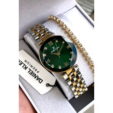 UltraMint Şık Yeşil Kadranlı Kadın Kol Saati ve Bileklik Hediye Seti