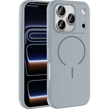 Ottonova iPhone 17 Pro Max Kılıf M-Safe Şarj Özellikli Zore Meta Kapak - Titanyum-Gri