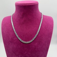 Mare Accessories Gümüş Renk Baget Taşlı Çelik Su Yolu Kolye