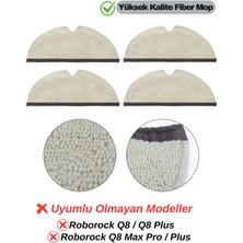 Yüksek Kaliteli 4'lü Mop Paspas Bezi, Roborock Q5 Q7 Q8 S5 S5 Max S6 S6 Pure S6 Maxv Uyumlu