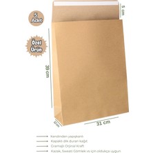 UltraMint 5 Adet 30X45 cm Kraft Körüklü Duran Hediye Paketi Seti