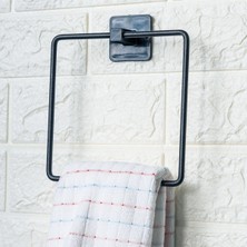 Eco Lounge Kendiliğinden Yapışkanlı Siyah Paslanmaz Metal Kare Havluluk