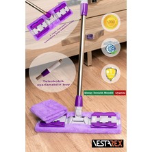 Yedek Bezli Yer ve Duvar Mopu, Mikrofiber Cam Temizlik, 4 Mandallı, Garantili