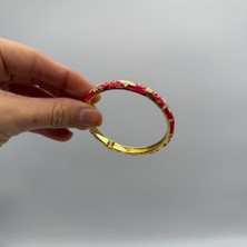 Mare Accessories Kırmızı Mine Detaylı Gold Çelik Bileklik