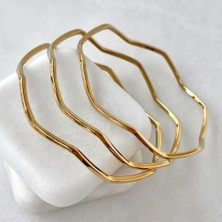 Mare Accessories Dalgalı (Zig-Zag) Form Gold Çelik Bileklik