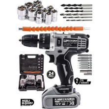 Normadia 12V 1.5AH Metal Şanzımanlı Çift Akülü Darbeli Vidalama Seti