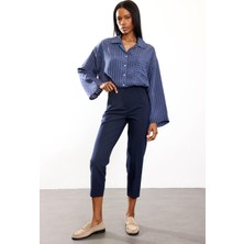 5in1Canpolat Lacivert Flatolu Pantolon 5113