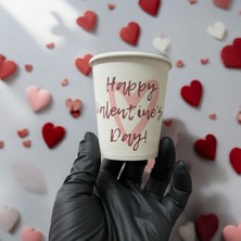 UltraMint 14 Şubat Sevgililer Günü Temalı 50 Adet Tek Kullanımlık 7 Oz Karton Bardak