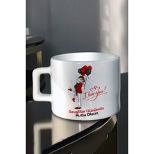 UltraMint Sevgililer Günü Için I Love You Baskılı Çay ve Kahve Fincanı
