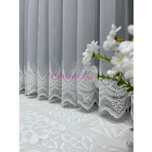 Perdecity Bambu Ttm Zemin Eteği Nakışlı Tül Perde 1x2,5 Pile Ütü Istemez Kırışma Yapmaz Her Odaya Uygun