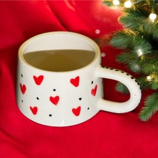 UltraMint El Yapımı Kalp Desenli Seramik Kupa, Sevgiyle Dolu Anlar Için