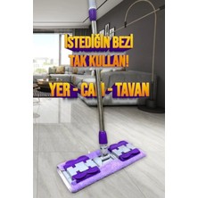 Çok Amaçlı Mandallı Sihirli Teleskopik Mop, Bezi Tak ve Kullanım Kolaylığı