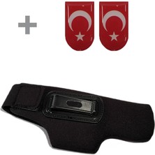 Erolav Neopren Iç Bel Silah Kılıfı ve 2 Adet Kaymaz Şarjör Altı Türk Bayrağı  Sticker Seti