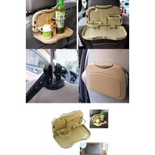 Najmaddin Araç Içi Koltuk Arkası Katlanabilir Bardak Tutuculu Bej Tepsi