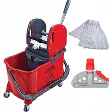 Çift Kovalı Paspas Arabası ve Islak Mop Seti Rahat Temizlik Için
