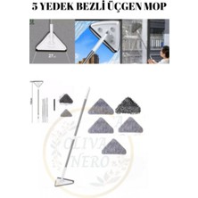 5 Bezli Üçgen Mop, Cam, Parke ve Fayans Temizleme Mikrofiber Teleskopik Sap