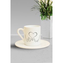 UltraMint Sevgililer Gününe Özel Kalp Tasarımlı Porselen Türk Kahvesi Fincanı