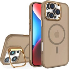 Avda iPhone Kamera Korumalı, Magsafe & Kablosuz Şarj Mat Şeffaf Standlı Kılıf (Lens Hediyeli)