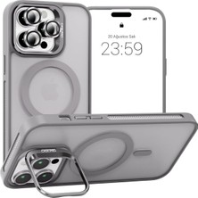 Avda iPhone Kamera Korumalı, Magsafe & Kablosuz Şarj Mat Şeffaf Standlı Kılıf (Lens Hediyeli)