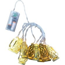 MiraLive Gaz Lamba MODEL=10PCS   Gold Metal   Pilli  Dekoratif LED Işık - Lamba  2mt Kablo (K95)