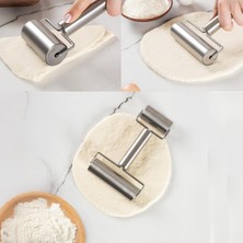 Delixa 226 Paslanmaz Çelik Pratik Rulo Pürüzsüz Oklava Pizza Börek Açma Aparatı Silindir Merdane Çift Yönlü