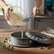 Delixa Granit Kaplama 3 Parça Kelepçeli Kek Kalıbı Seti 26 cm | Yanmaz, Yapışmaz, Çizilmez | Yuvarlak ve Gu