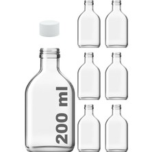 Delixa 200 cc Kapaklı Cold Brew Şişesi 200 ml Yassı Soğuk Kahve Cam Şişe 6 Adet (Beyaz (Plastik))
