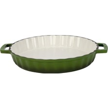 Delixa Döküm Yuvarlak Rosto ve Fırın Tepsisi Edition Serisi Döküm Demir Yekpare Çift Kulplu ÇAP(Ø)30CM. Yeş