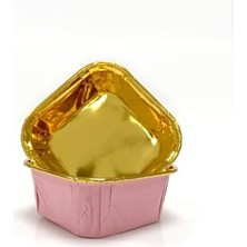 Delixa Muffin Kek Kapsülü Kare Pembe-Altın 25LI