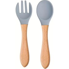 Delixa 2'li Bambu Saplı Silikon Bebek Kaşık ve Çatal Seti – Yumuşak Uçlu, Bpa Içermez, 3 Renk Seçenekli – B