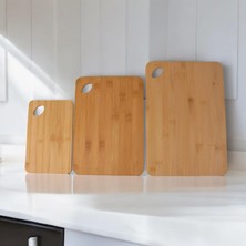 Delixa 3 Boy Bambu Kesme Tahtası Seti, Bambu Kesim Tahtası, Bambu Et Tahtası | Pratik ve Dayanıklı 3 Boy Ba